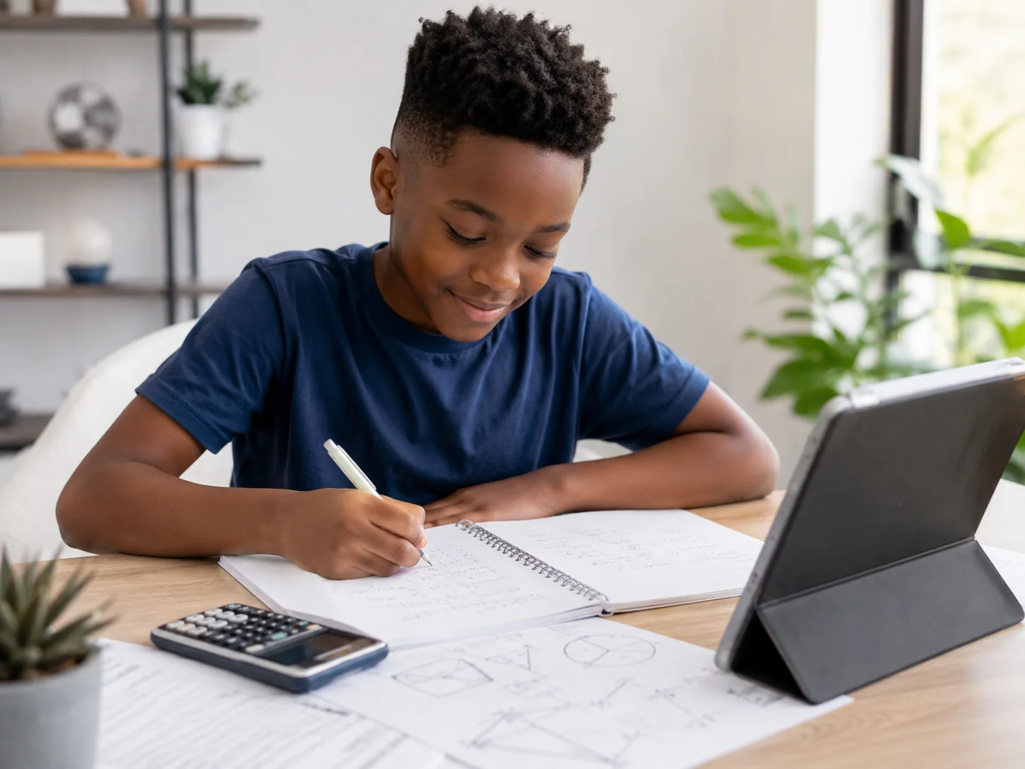 Black child learning mathematics