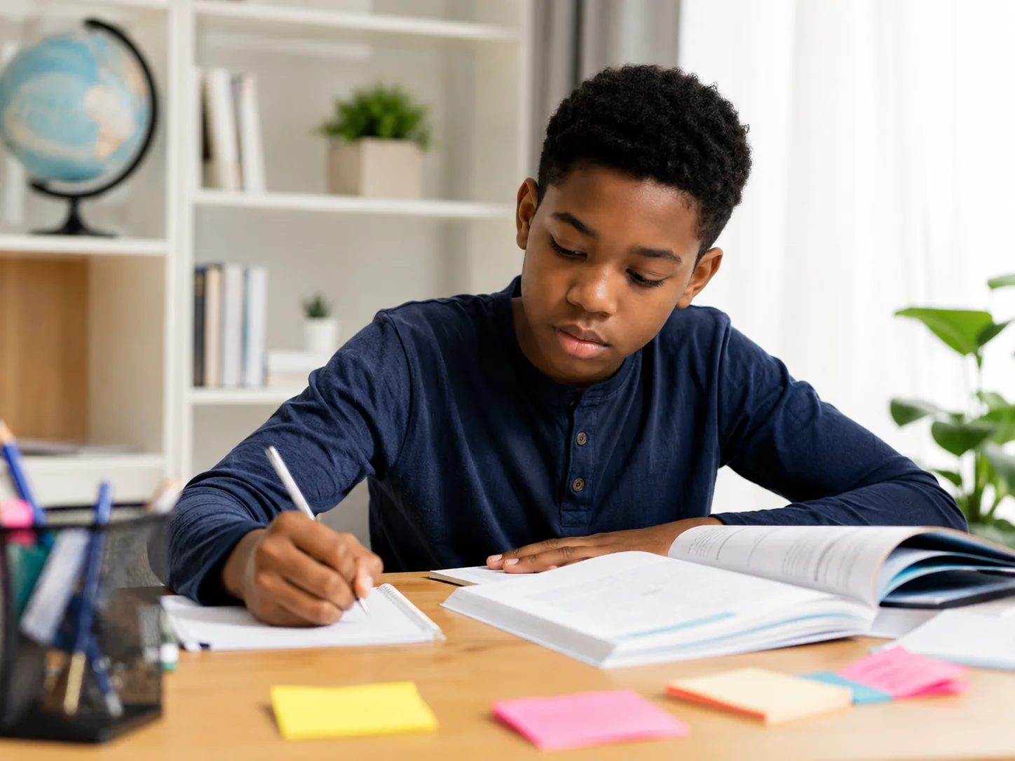 Black child preparing for an examination
